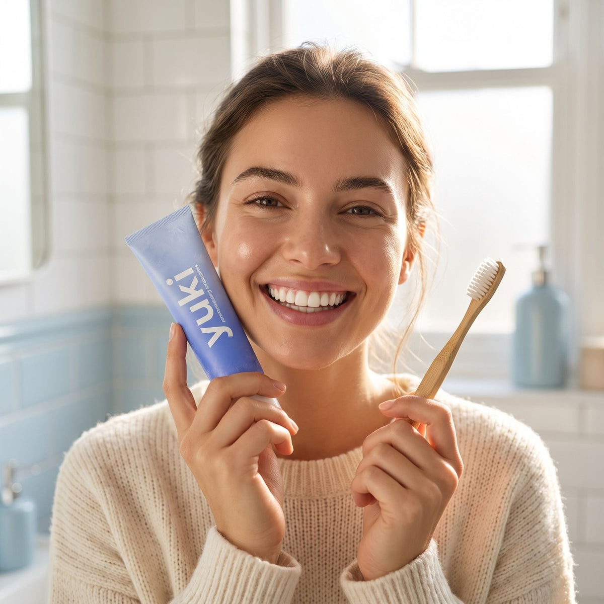 yuki remineralizing toothpaste in use